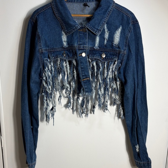 American Bazi Jackets & Blazers - American Bazi Distressed Blue Denim Jacket